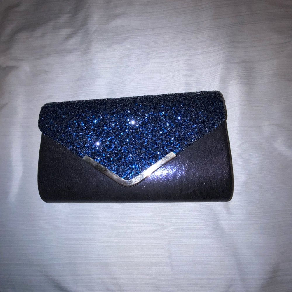 Navy blue formal clutch with sparkles - Picture 2 of 4